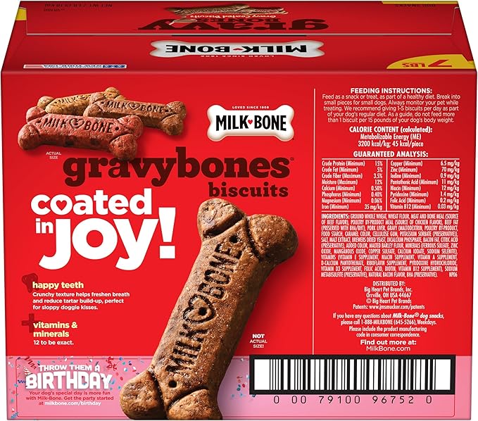 Milk-Bone GravyBones Dog Biscuits, Small Dog Treats, 7 lb.
