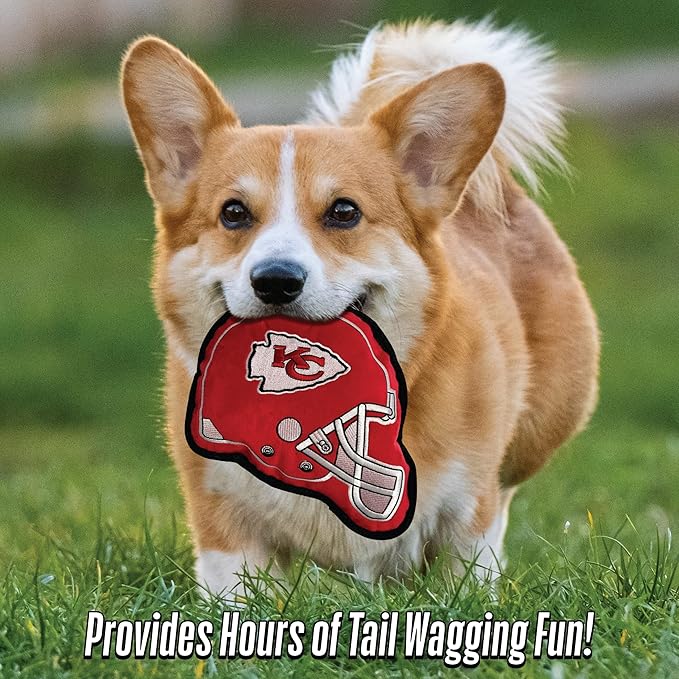 The 1st Ever Tough but Smooth Dog Toy NFL Kansas City Chiefs Football Helmet Tough Pet Toy. A Premium Quality Doggie Toy with Built-in Squeaker. Sports Fans Favorite Chew Toy