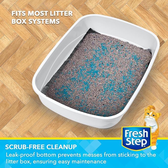 Fresh Step Charcoal Litter Box Pads with Activated Carbon for Odor Control, Ultra-Absorbent with Leak-Proof Bottom for Scrub-Free Cleanup, 16.9 x 11.4 Inches, 7 Count