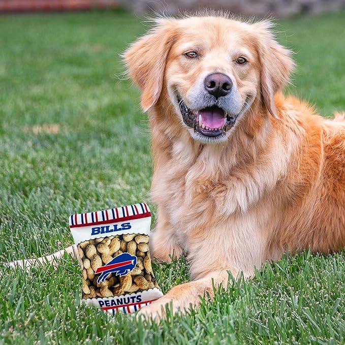 NFL Buffalo Bills Crinkle FINE Plush Dog & CAT Squeak Toy - Cutest Stadium Peanuts Snack Plush Toy for Dogs & Cats with Inner Squeaker & Beautiful Baseball Team Name/Logo