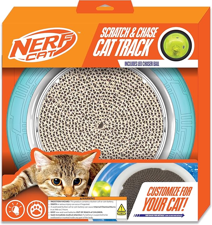 Nerf Dog 15in ABS Cyclone Track Ring with Scratcher and LED Ball, (NC-7897)