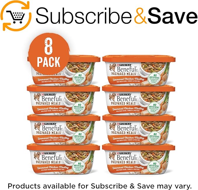 Beneful Purina Gravy Wet Dog Food, Prepared Meals Simmered Chicken Medley - (8) 10 oz. Tubs (Pack of 2)