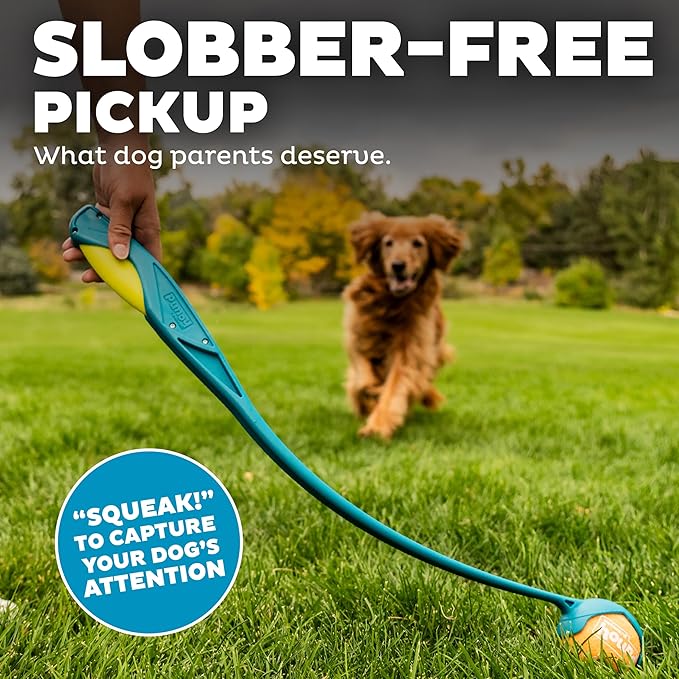 Outward Hound Launch A Ball Squeak Dog Ball Launcher, Interactive Fetch Toy, Squeaker Handle, Long-Distance Play, Slobber-Free Pickup