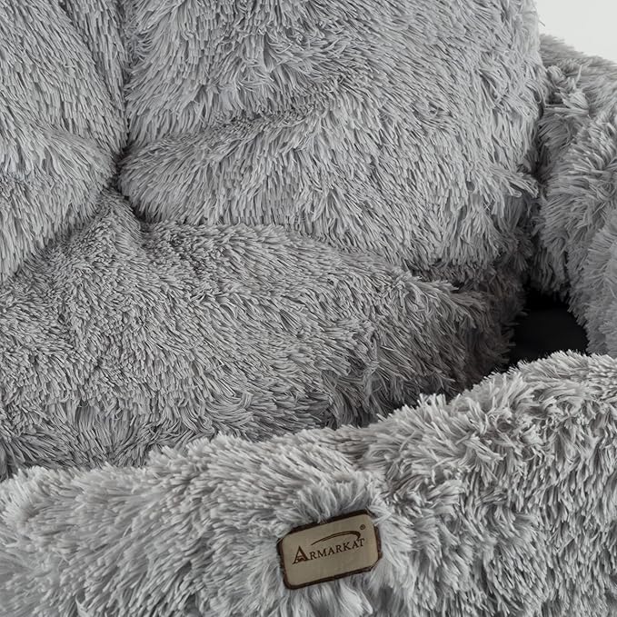 Armarkat Extra Large, Fluffy Gray Round Cat Bed - C71NHS