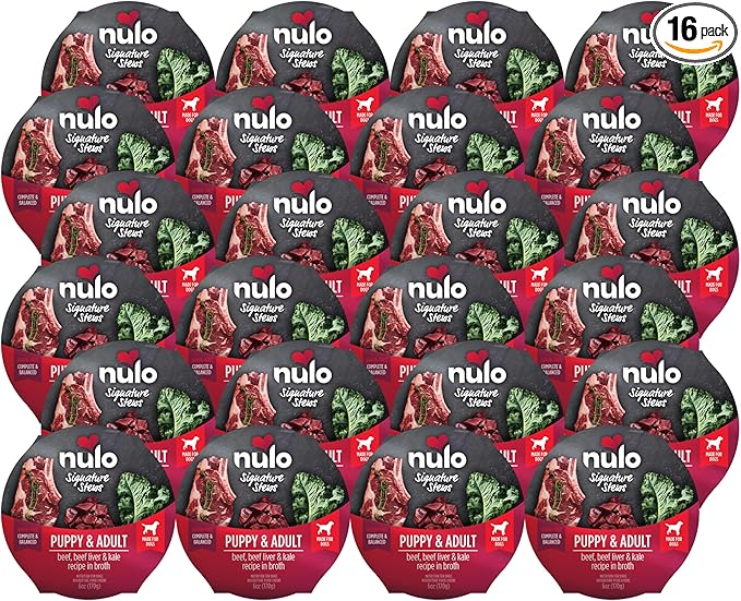 Nulo Dog Signature Stew Beef, Beef Liver, & Kale in Broth, 16 x 6 oz Cup