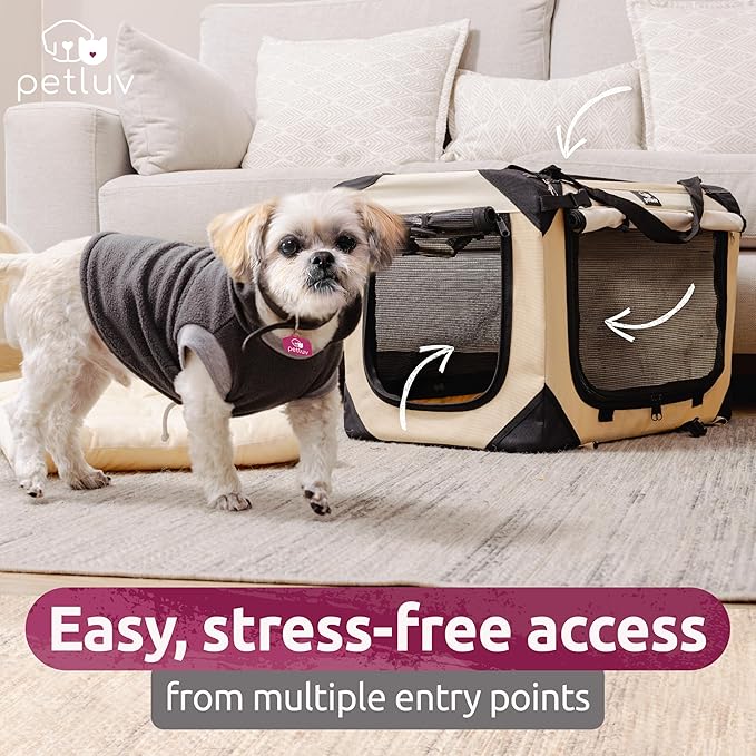 Cat & Dog Pet Carrier, Soft-Sided, Large 24"x16"x16", Fits Large Cat, 2 Cats, or Medium Dog Comfortably, Great for Travel & Vet Visits, Privacy Windows, Removable Bed, Locking Zippers, Foldable