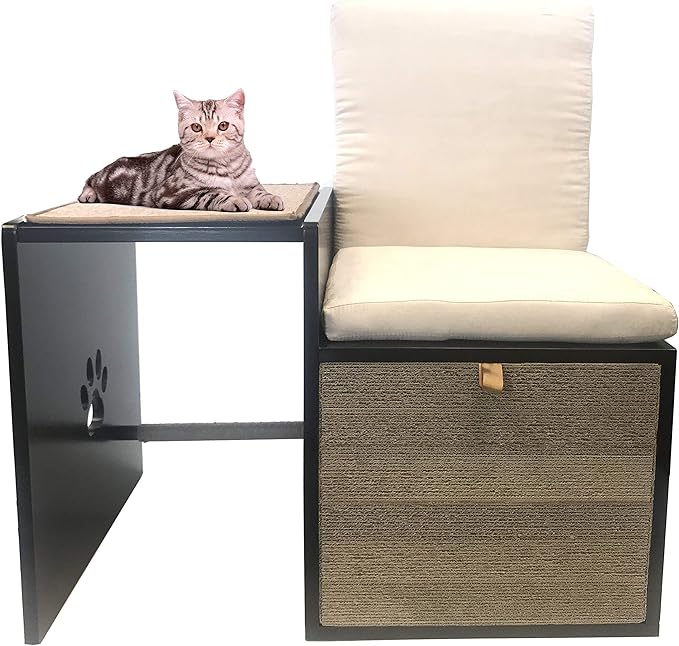 Penn-Plax Cat Walk Furniture: Love Seat Bench & Play Hide for Pets | Great Addition to Any Modern Home with a Contemporary Look