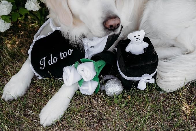 ZippyPaws Wedding Dog Toys - Wedding Ring Box Burrow, Gifts for Dog Couples, Fun Dog Engagement Toys for Photos, Rehearsals, After-Parties, and Wedding Gifts