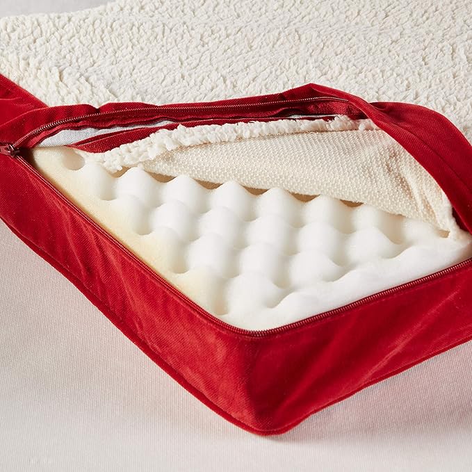 Happy Hounds Oscar Rectangle Orthopedic Foam Sherpa Dog Bed, Large (48 x 36 in.), Red
