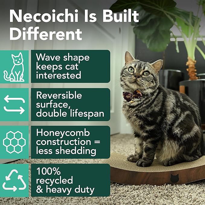 Reversible Wave Cat Scratcher for Indoor Cats - Cat Scratching Board, Horizontal Cat Scratch Pad Lounger with Reversible Usability and Extra Comfort for Lounge(1Pack, Oak)