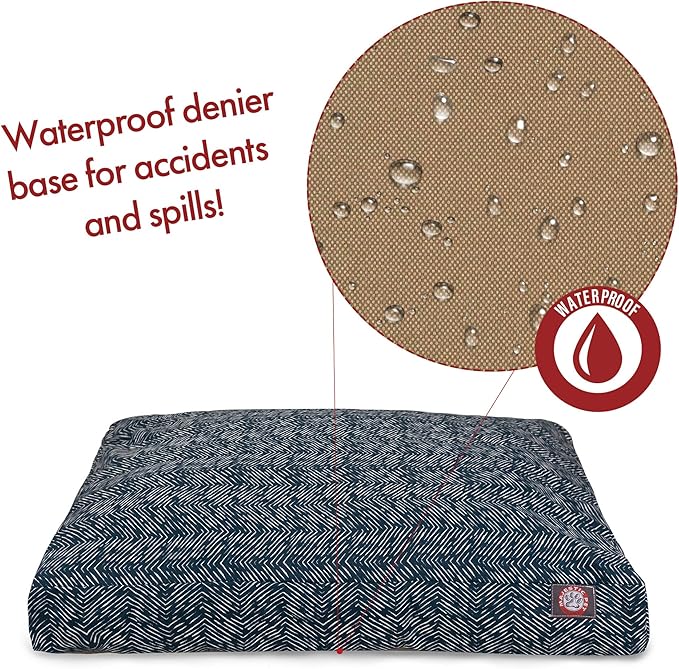 Teal Native Rectangle Indoor Outdoor Pet Dog Bed With Removable Washable Cover By Majestic Pet Products, Navy Blue, Medium