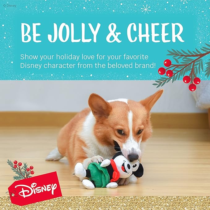 Disney for Pets 9 Inch Holiday Plush Minnie Mouse Squeaker Toy for Dogs | Minnie Mouse Plush Dog Toy | Holiday Disney Toys for Dogs, Official Product of Disney for Pets