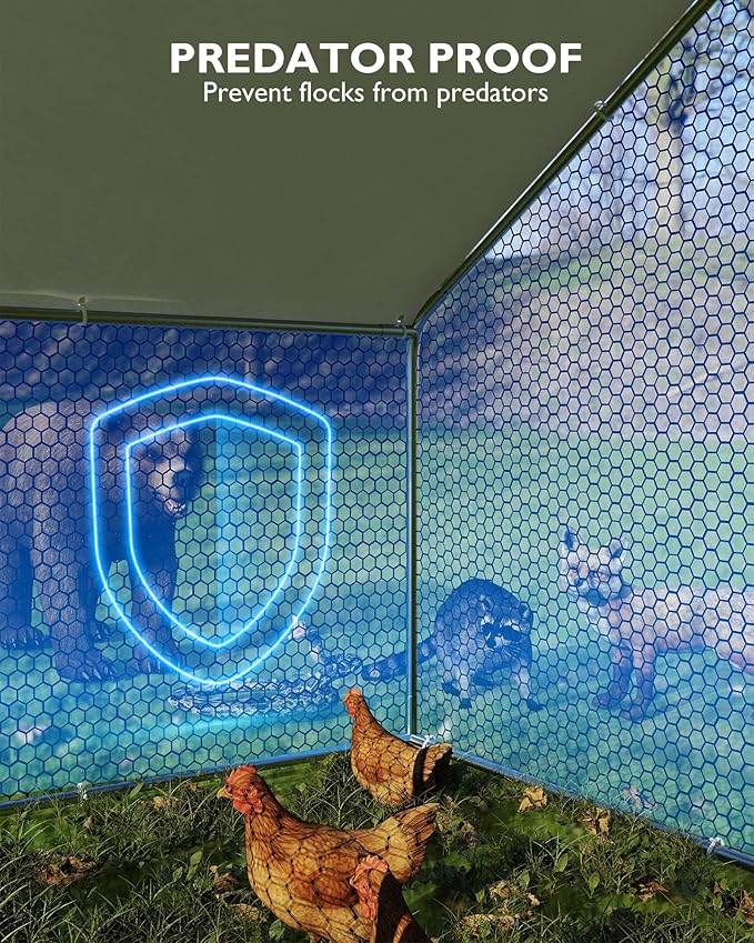 Hipicute Large Outdoor Dog Kennel, Big Outside Dog House, Heavy Duty Dog Run Enclosure Playpen Coop Fence with Waterproof and Anti-UV Cover Roof, 13.1 x 9.8 x 6.4 Ft