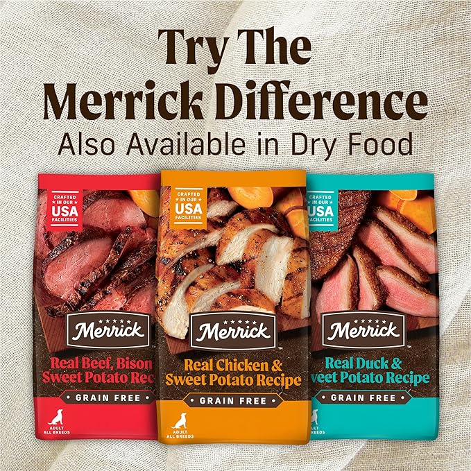 Merrick Grain Free Premium And Natural Canned Dog Food, Soft And Healthy Wet Recipe, Real Chicken Dinner - (Pack of 12) 12.7 oz. Cans