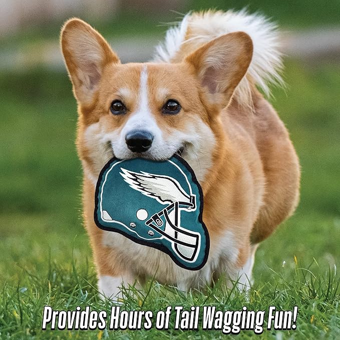 The 1st Ever Tough but Smooth Dog Toy NFL Philadelphia Eagles Football Helmet Tough Pet Toy. A Premium Quality Doggie Toy with Built-in Squeaker. Sports Fans Favorite Chew Toy