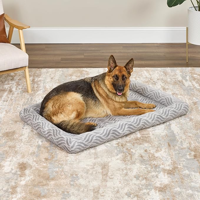 MidWest Homes for Pets QuiteTime Deluxe Wave Bolster Bed for Extra Large Dogs; Easily Machine Wash and Dry; Gray; 48"; 40248-WVGY