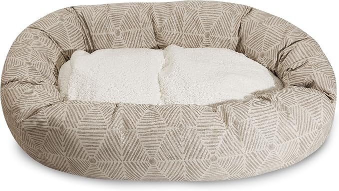 Majestic Pet 40" Charlie Beige Metallic Sherpa Bagel Bed