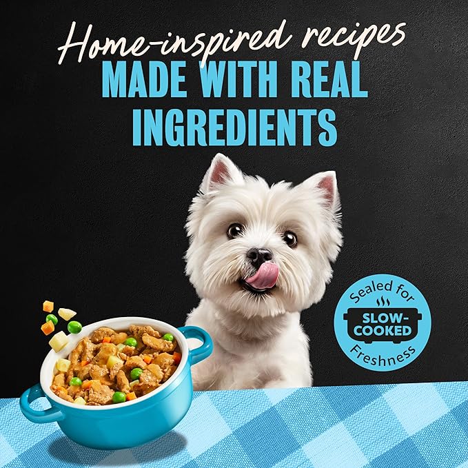 Cesar Home Delights Adult Wet Dog Food, Slow Cooked Chicken & Vegetables Dinner in Sauce 3.5 oz. Easy Peel Dog Food Tray, 24 Count (Pack of 1)