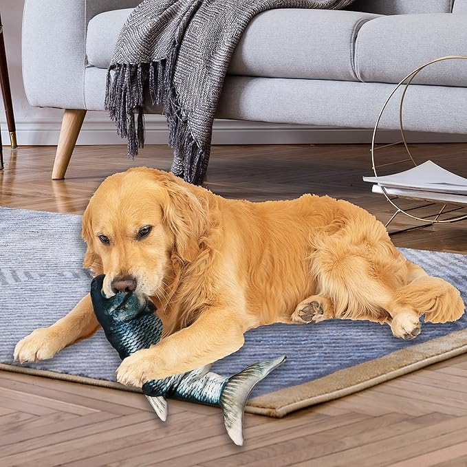 VAIZIQ Flopping Fish Electric Dog Toy - Realistic Moving Rocking Interactive Pet Toy for Small Medium Dogs, Chew Toy for Dog Exercise & Boredom Relief