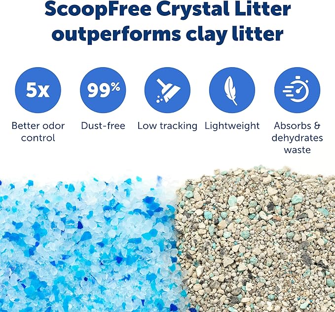 PetSafe ScoopFree Disposable Crystal Cat Litter Tray - Easy Cleaning Box - Refill Tray for Automatic Litter Box - Fresh Scent - 4.3 lb Bags - 6 Pack
