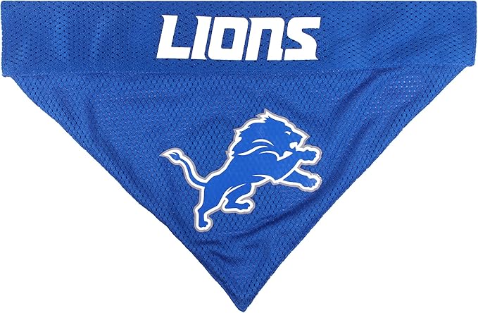 NFL DOG BANDANA - DETROIT LIONS REVERSIBLE PET BANDANA. 2 Sided Sports Bandana with a PREMIUM Embroidery TEAM LOGO, Small/Medium. - 2 Sizes & 32 NFL Teams available