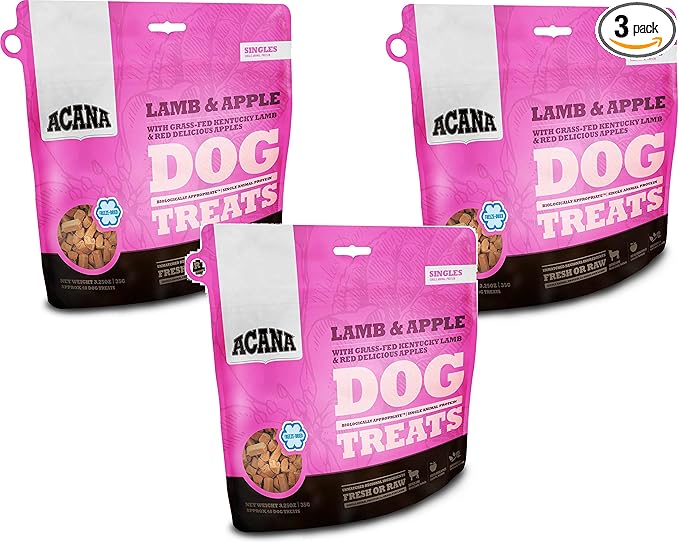 ACANA Singles Dog Treats - Lamb and Apple, 3.25oz Each (3 Pack)