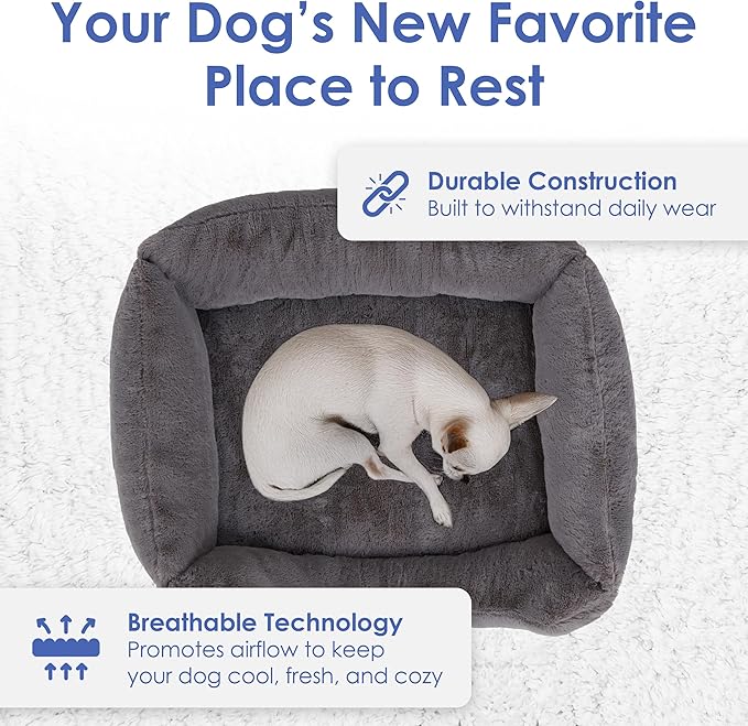 American Kennel Club Cuddler Pet Bed with Low-Profile Entrance – 30" Plush Dog Bed for Medium Breeds Up to 50 lbs, Ultra-Soft Washable Bed with Non-Slip Bottom, Durable High-Loft Filling, Gray