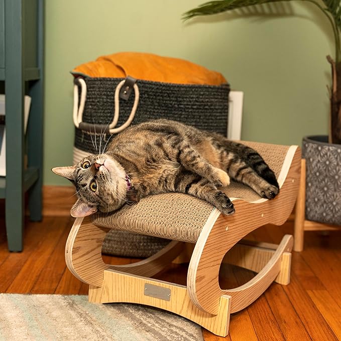 Armarkat Real Wood Medium Wooden Cat Rocking Chair, Detachable Cat Swing Chair S1302