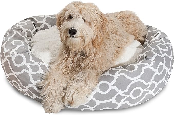 Majestic Pet 32" Athens Gray Sherpa Bagel Bed