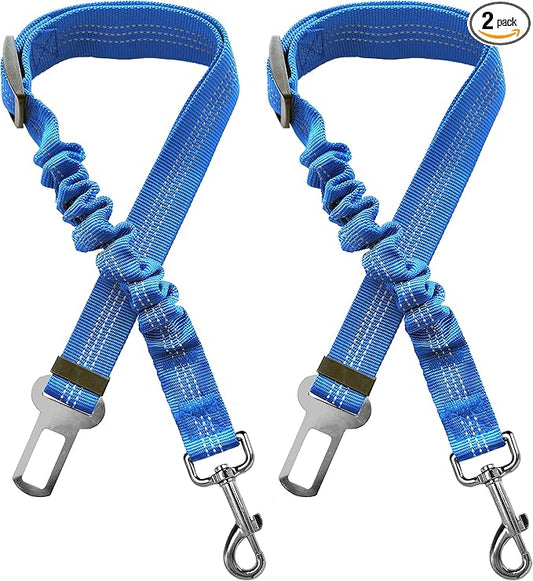 2 Dog Car Harness Seatbelt Seat Belt Leash Travel Accessories Bungee Anti Shock Pet Cat Adjustable Lead Clip Safety Seats Belts Blue