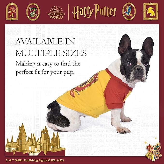 Harry Potter Gryffindor Dog T-Shirt - Pet Costume Shirt for Dogs - Officially Licensed Dog Apparel & Accessories for Hogwarts Houses, Size Large