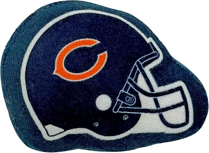 Best Plush CAT Toy - NFL Chicago Bears Complete Set of 3 piece Cat Toys Filled with Fresh Catnip. Includes: 1 Helmet Cat Toy, 1 Football Cat Toy with Feathers & 1 Beer Bottle. Beautiful Team Logos