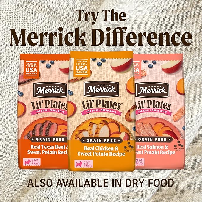 Merrick Lil’ Plates Premium Grain Free Natural, Soft Wet Dog Food For Small Dogs, Tiny Thanksgiving Day Dinner - (Pack of 12) 3.5 oz. Tubs