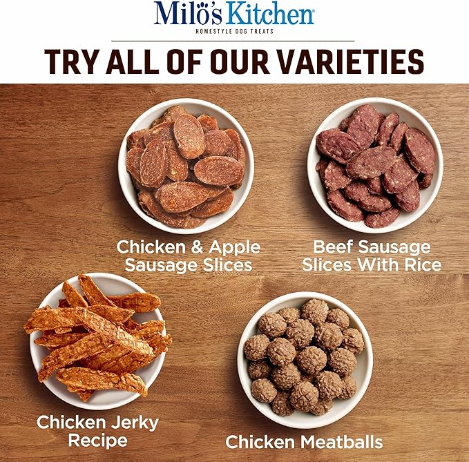 Milo's Kitchen Beef Sausage Slices with Rice Dog Treats, 18 Ounce (Pack of 4)