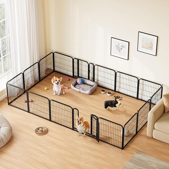 Topeakmart Dog Playpen Outdoor Puppy Exercise Pen Indoor Portable Pet Fence for Yard/RV Camping, 24 Inch 32 Panels
