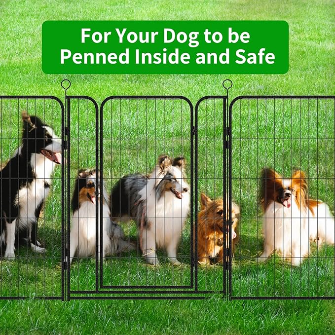 Kfvigoho Dog Playpen Outdoor Extra Wide 24 Piece Panels Heavy Duty Dog Fence 40" Height Anti-Rust with Doors Portable for RV Camping Yard, Total 63FT, 316 Sq.ft, Snowy Black