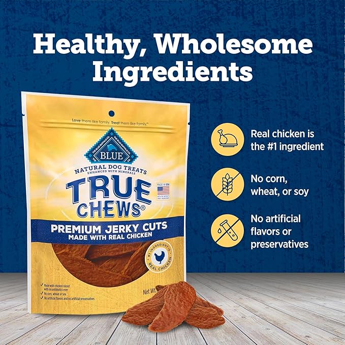 Blue Buffalo True Chews Premium Jerky Cuts Dog Treats, Made in the USA with Natural Ingredients, Chicken, 32-oz Bag, (Pack of 3)