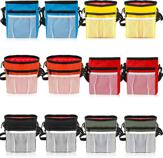 Hillban 12 Pcs Dog Treat Training Pouch Dog Treat Bag with Waist Shoulder Strap Bulk 6 Colors Convenient Pouch 3 Ways to Wear Drawstring Closure Holder for Treats Kibbles
