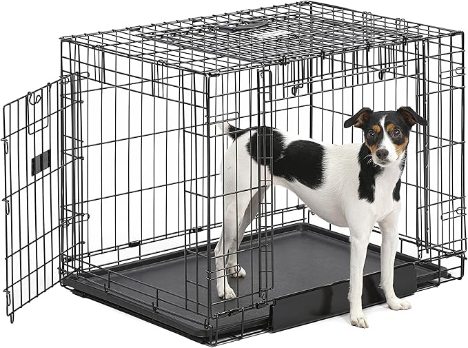 MidWest Homes for Pets Medium Ovation Double Door 30-inch Folding Metal Dog Crate, Front and Up & Away Side Doors, Space-Saving Design