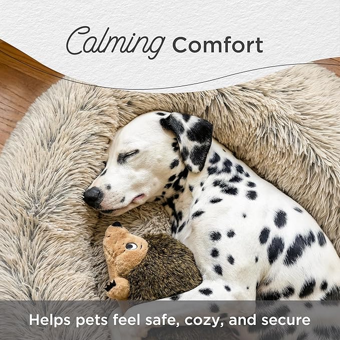 Best Friends by Sheri The Original Calming Donut Dog Bed for Small Dogs up to 25 lbs, Shag Faux Fur, Frost Gray, 23" x 23"