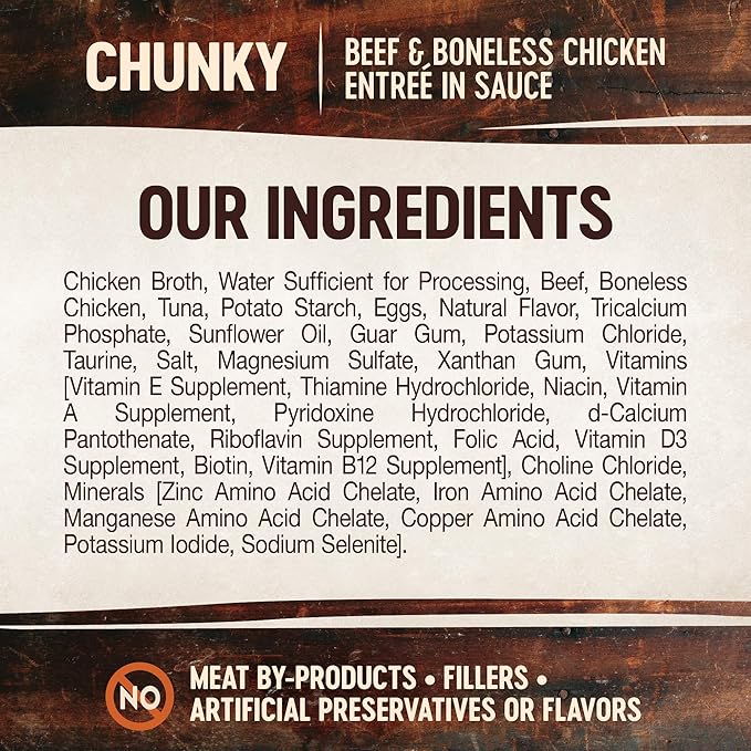 Wellness CORE Signature Selects Chunky Adult Canned Wet Cat Food, Natural, Protein Rich, Grain Free, Beef and Chicken Entrée Recipe, 2.8 oz, Pack of 12 Cans
