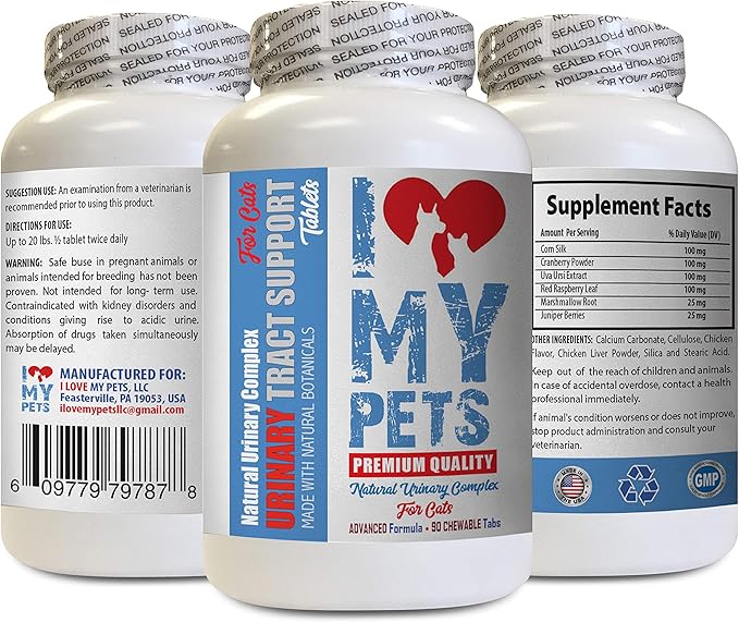 I LOVE MY PETS LLC cat Urinary Support - CAT Urinary Tract Support - Natural Complex - Premium - Urinary Tract cat Treats - 90 Treats (1 Bottle)