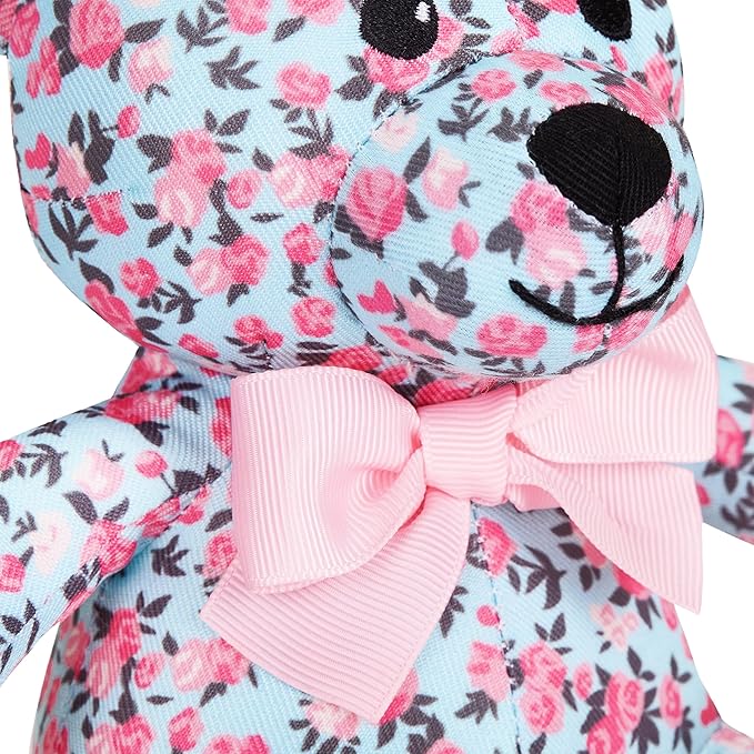 Blueberry Pet Gift Toys for Puppies & Dogs, 6", Made Well Cute Floral Print Light Blue Happy Bear Designer Squeak Plush Small Dog Toy