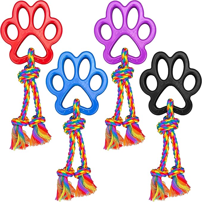 Multipet Paw Print Rope Tug 13 Inches (Assorted Color)