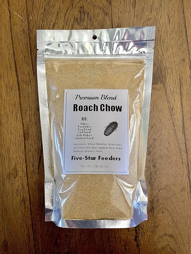 3 lb. Roach & Cricket Chow – Balanced Protein, Calcium-Fortified Diet by Five-Star Feeders – Resealable Mylar Bag