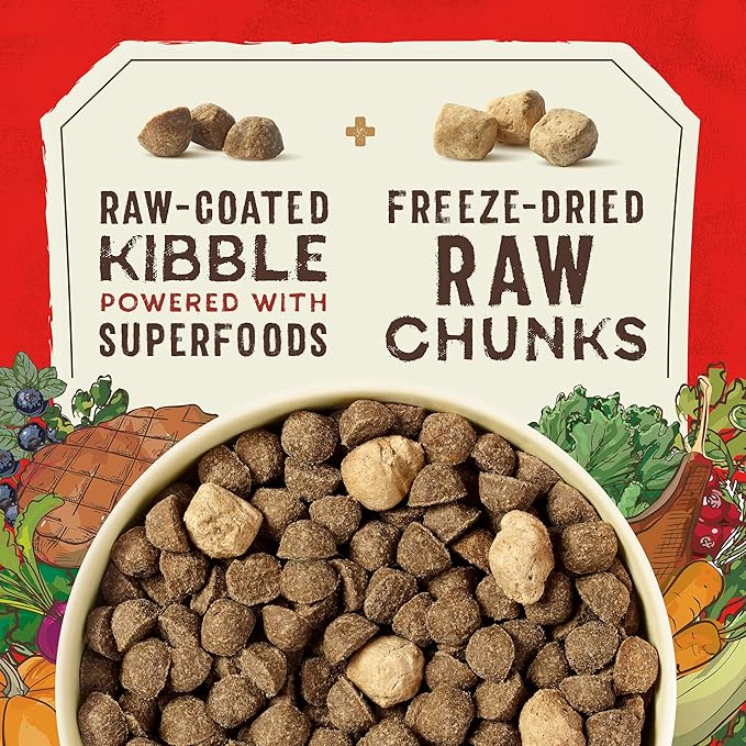 Stella & Chewy's SuperBlends Raw Blend Wholesome Grains Grass-Fed Beef, Beef Liver & Lamb Recipe with Superfoods, 3.25 lb. Bag (Pack of 2)