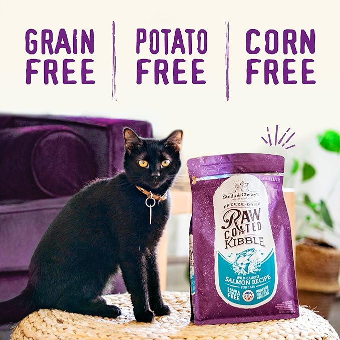 Stella & Chewy's Raw Coated Cat Food - High Protein, Grain-Free Kibble with Cage-Free Chicken - Premium Digestive Support with Probiotics - Natural Small Kibble - Perfect For Picky Eaters - 10 lb Bag
