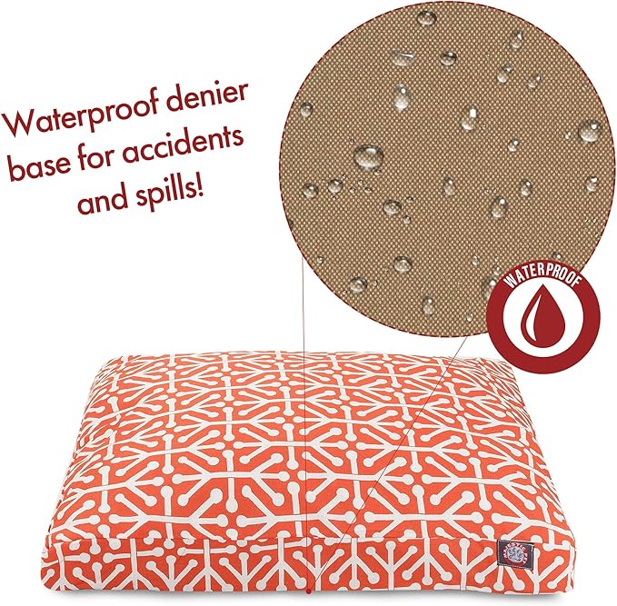 Orange Aruba Small Rectangle Indoor Outdoor Pet Dog Bed With Removable Washable Cover By Majestic Pet Products