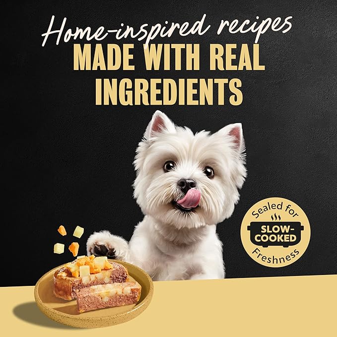Cesar Loaf & Topper in Sauce Wet Dog Food Ham & Egg Flavor with Potato & Cheese, 3.5 oz. Easy Peel Trays, 24 Count (Pack of 1)
