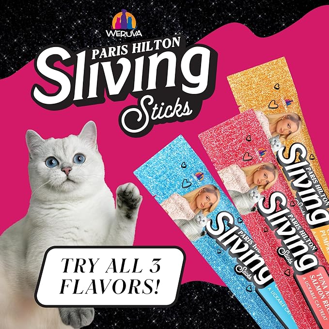 Weruva Paris Hilton Pamper Like Paris Sliving Sticks, Chicken and Pumpkin, 0.5oz Lickable Cat Treats, Pack of 5